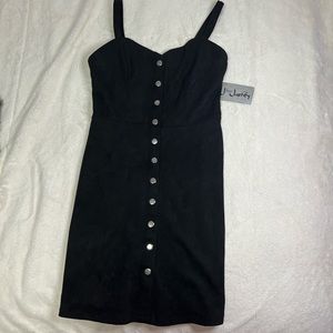 Black Suede Button Up Dress